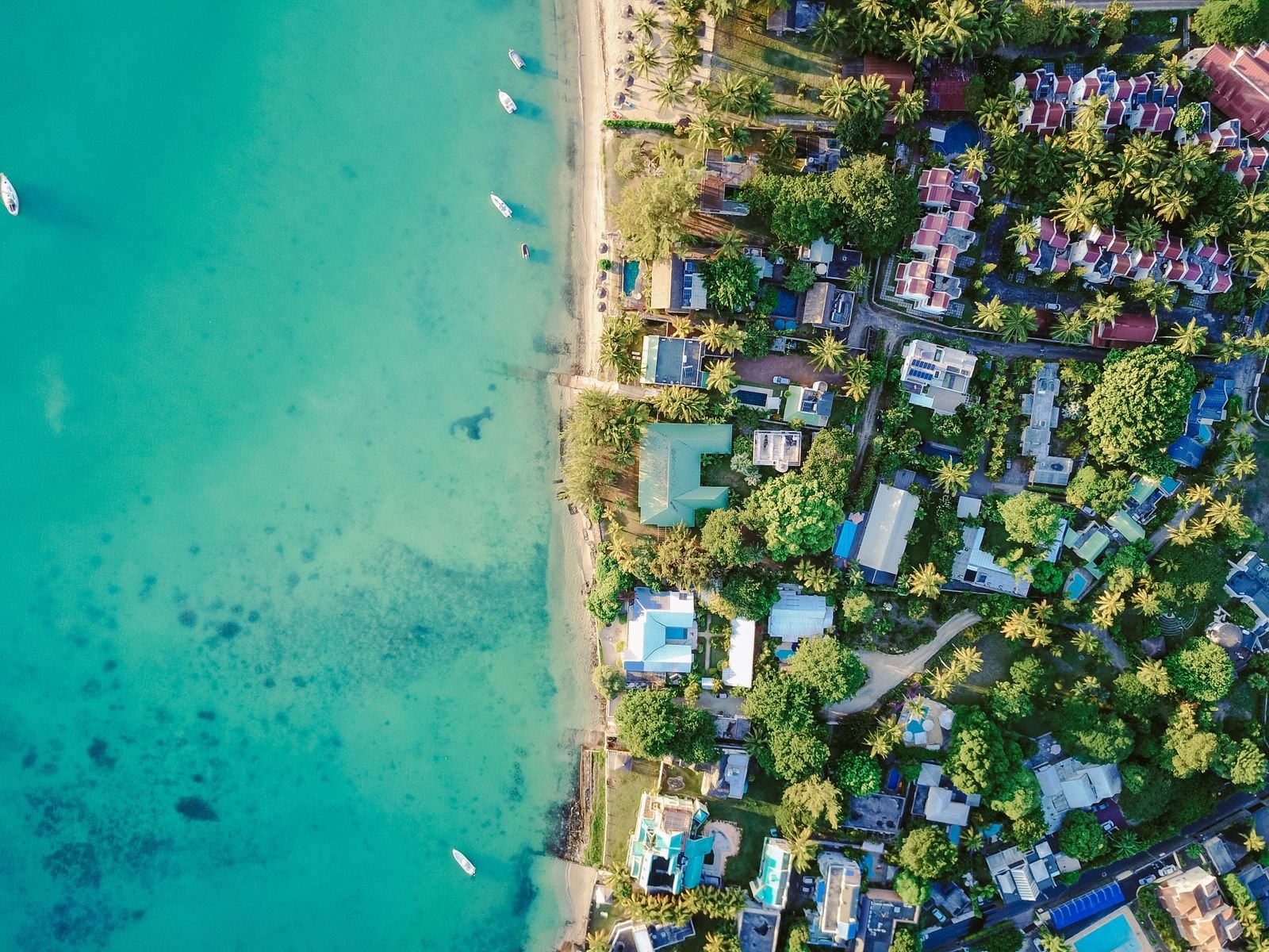 Aerial view of the turquoise Riviera Maya coast